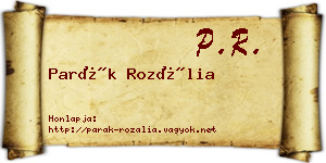 Parák Rozália névjegykártya
